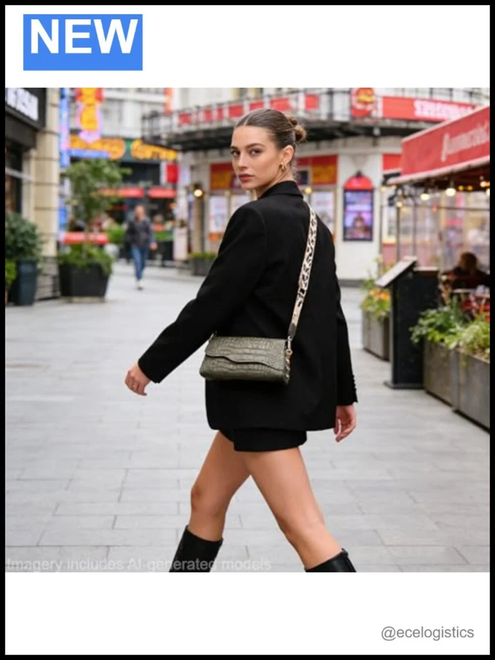 Genuine Leather Shoulder Bag Women Handmade Crocodile Pattern Purse